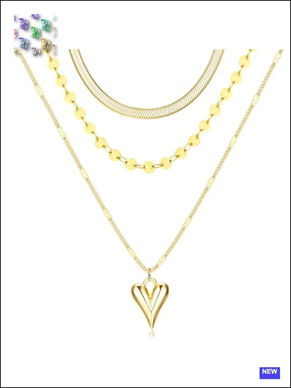 14k Gold-Plated Layered Necklace Set Dainty Choker Pendant Stack